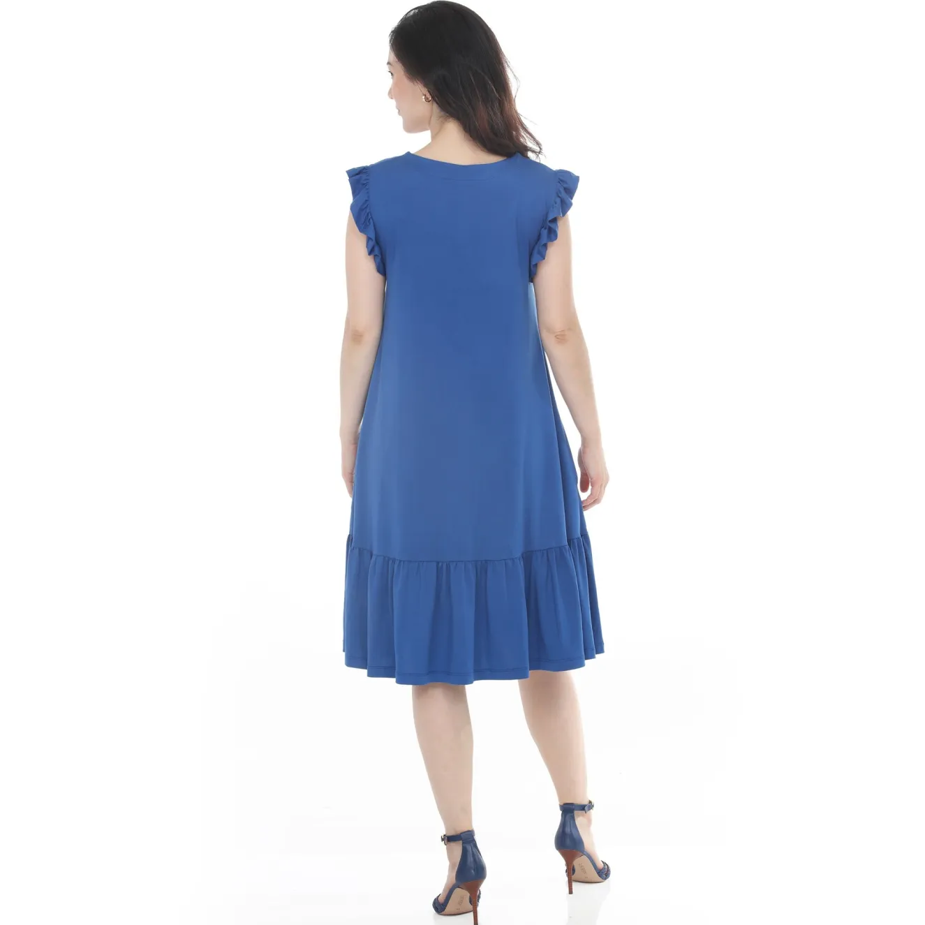 Women's Button Front Tiered Swing Dress