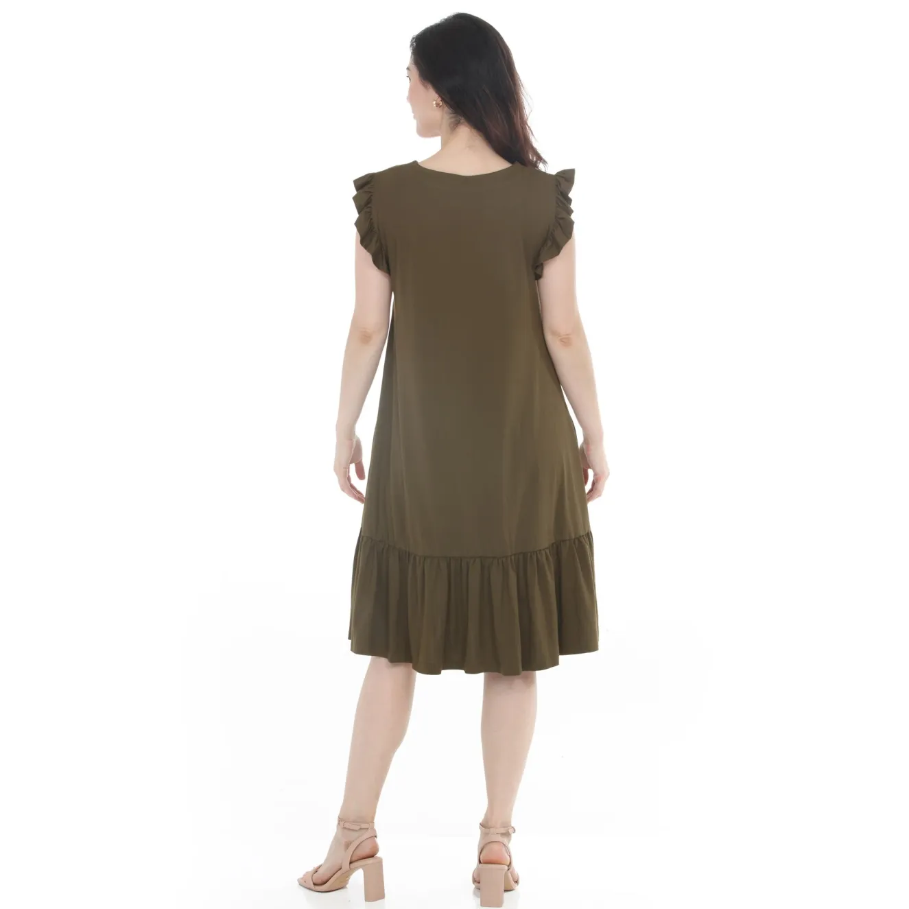 Women's Button Front Tiered Swing Dress