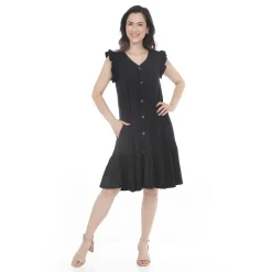 Women's Button Front Tiered Swing Dress