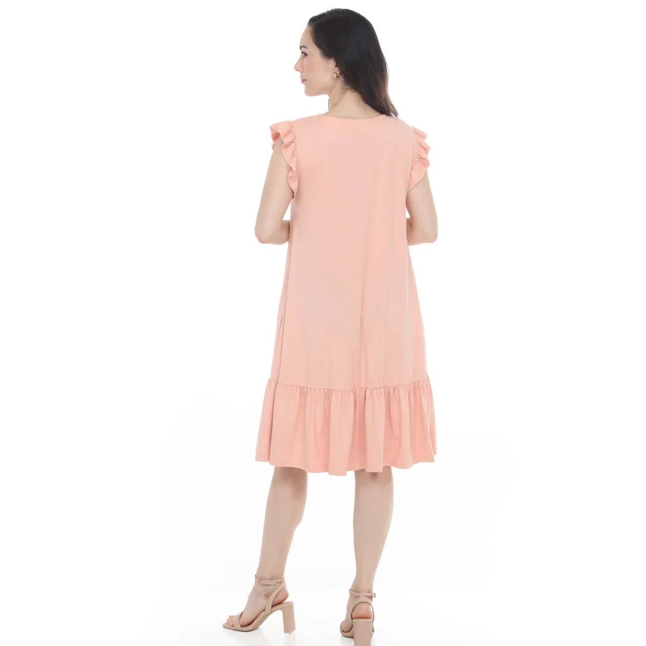 Women's Button Front Tiered Swing Dress