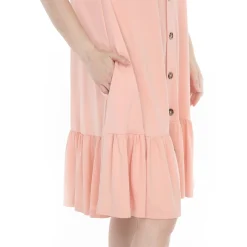 Women's Button Front Tiered Swing Dress