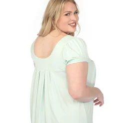 Women'sCap Sleeve Pleated Top - Aqua - Plus