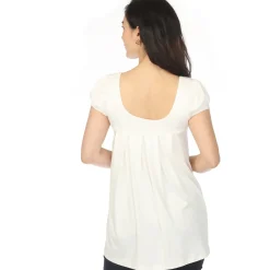 Women's Cap Sleeve Pleated Top - Off-White