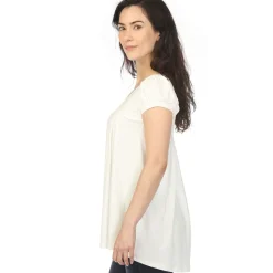 Women's Cap Sleeve Pleated Top - Off-White
