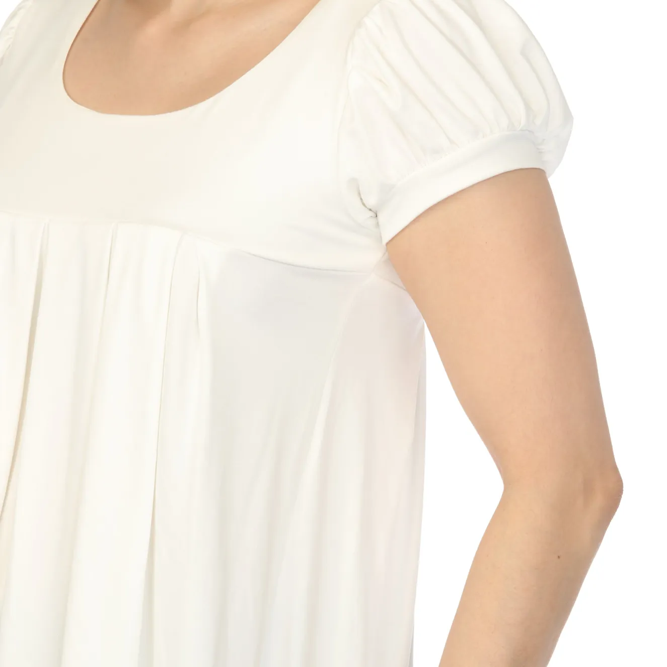 Women's Cap Sleeve Pleated Top - Off-White