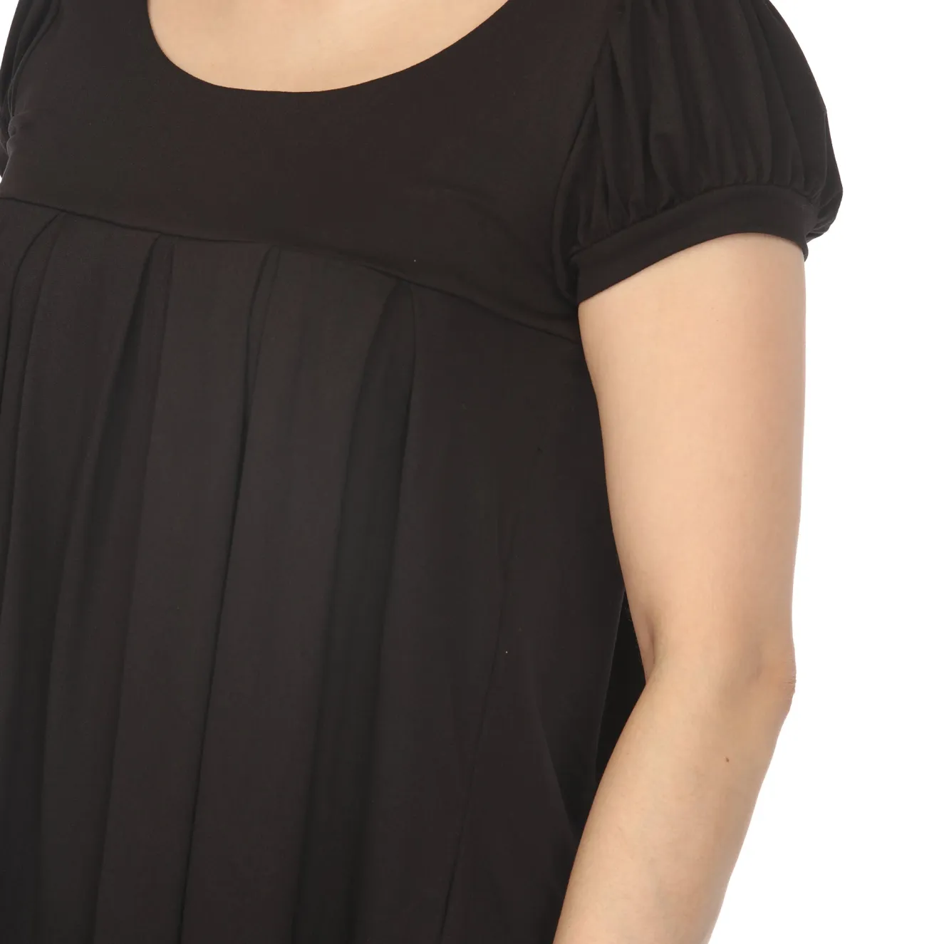 Women's Cap Sleeve Pleated Top - Black