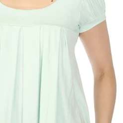 Women's Cap Sleeve Pleated Top - Aqua