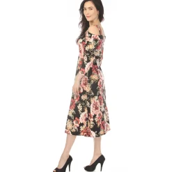 Women's Cold Shoulder 3/4 Sleeve Dress - Black