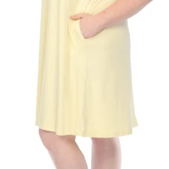 Women'sCrew Neck Ruffle Sleeve Dress - Yellow - Plus
