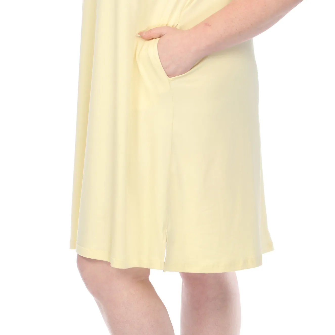 Women'sCrew Neck Ruffle Sleeve Dress - Yellow - Plus