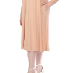 Women'sCrew Neck T-Shirt Dress - Rose Gold - Plus