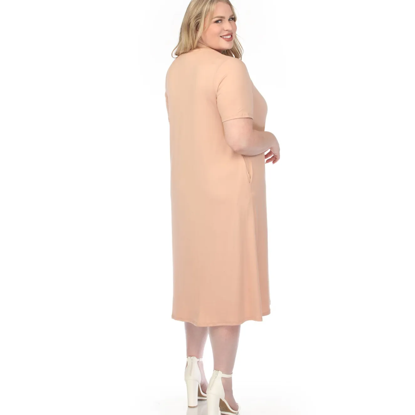 Women'sCrew Neck T-Shirt Dress - Rose Gold - Plus