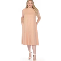 Women'sCrew Neck T-Shirt Dress - Rose Gold - Plus