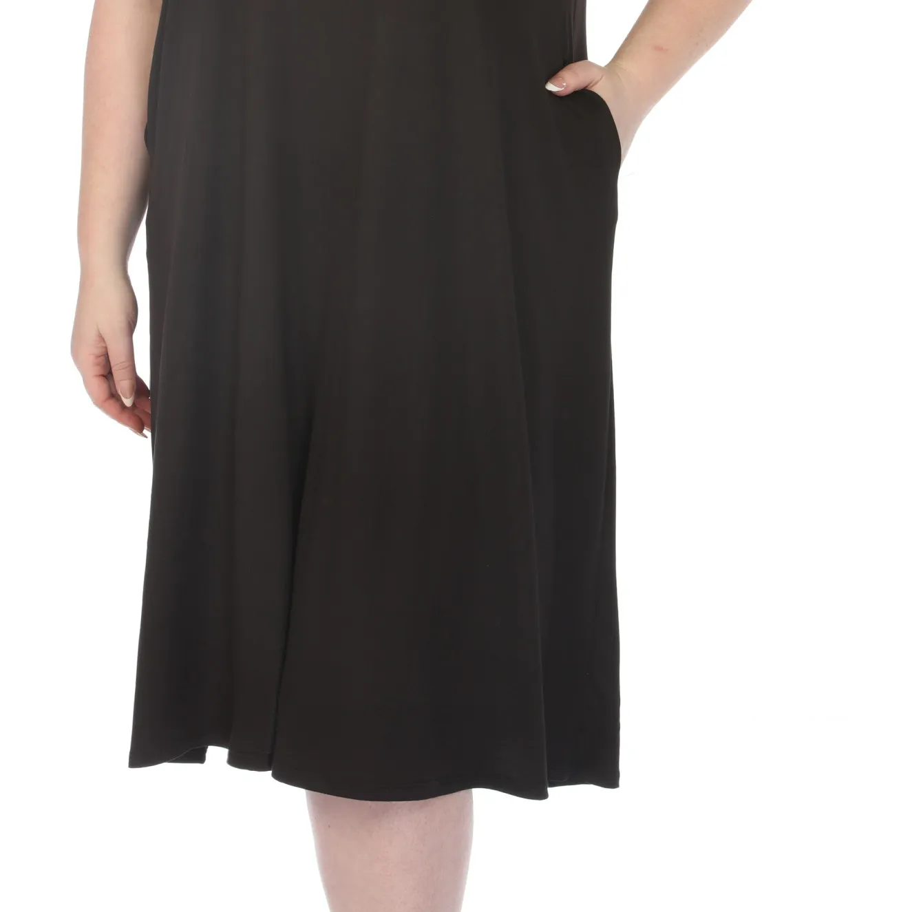 Women'sCrew Neck T-Shirt Dress - Black - Plus
