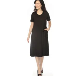 Women's Crew Neck T-Shirt Dress - Black