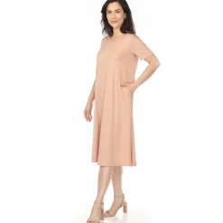 Women's Crew Neck T-Shirt Dress - Rose Gold