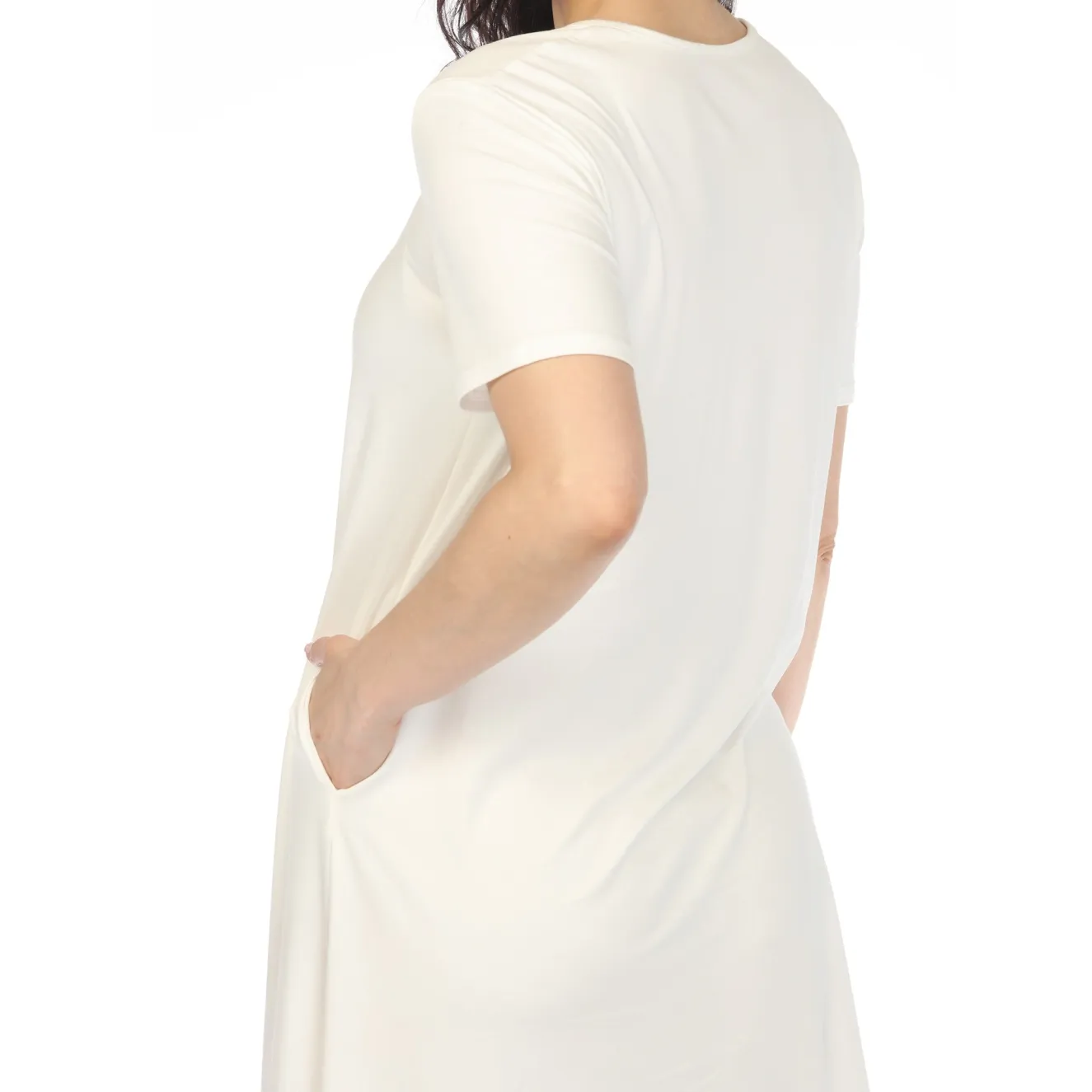 Women's Crew Neck T-Shirt Dress - Off White