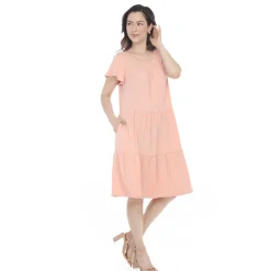 Women's Flutter Sleeve Ruffle Tiered Dress