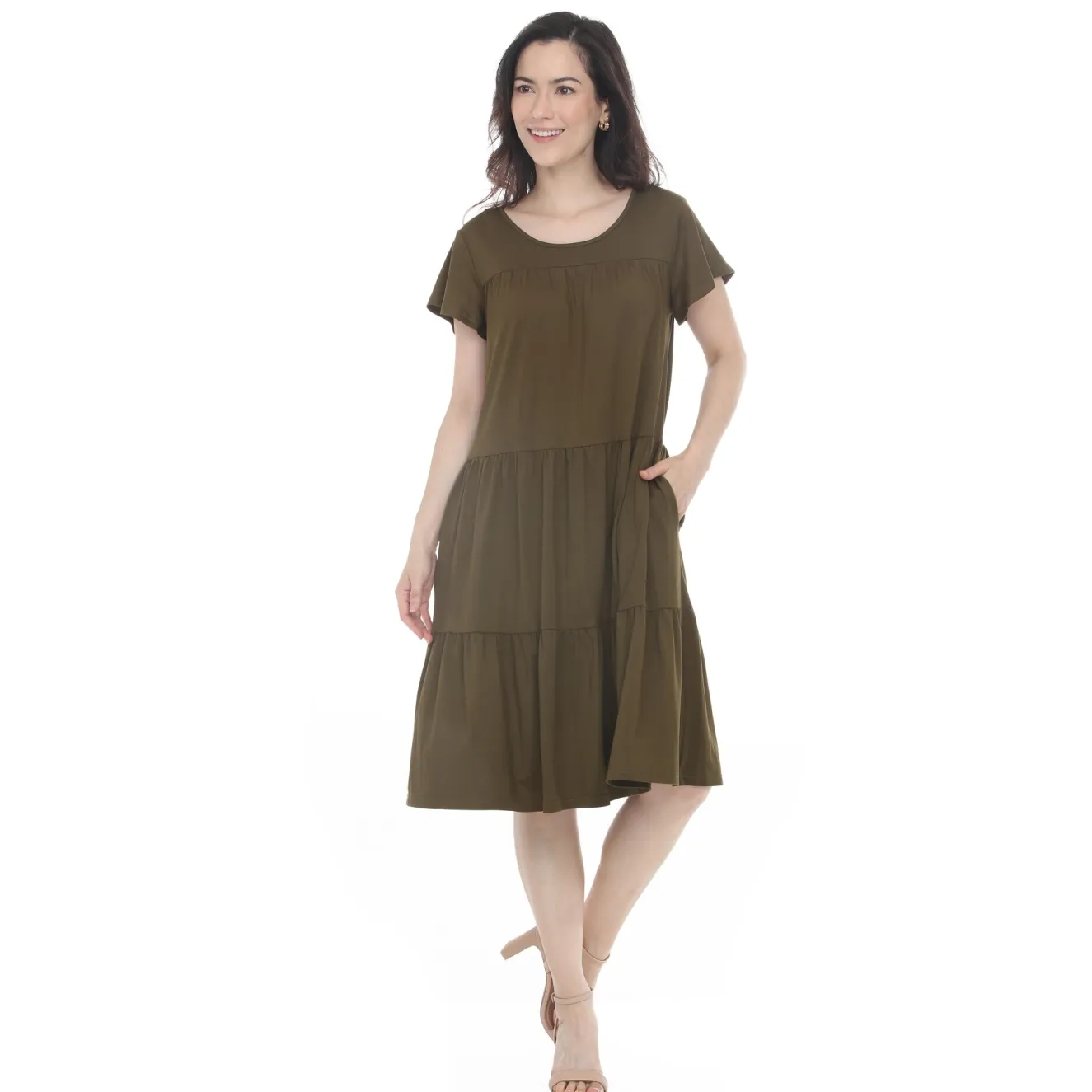 Women's Flutter Sleeve Ruffle Tiered Dress