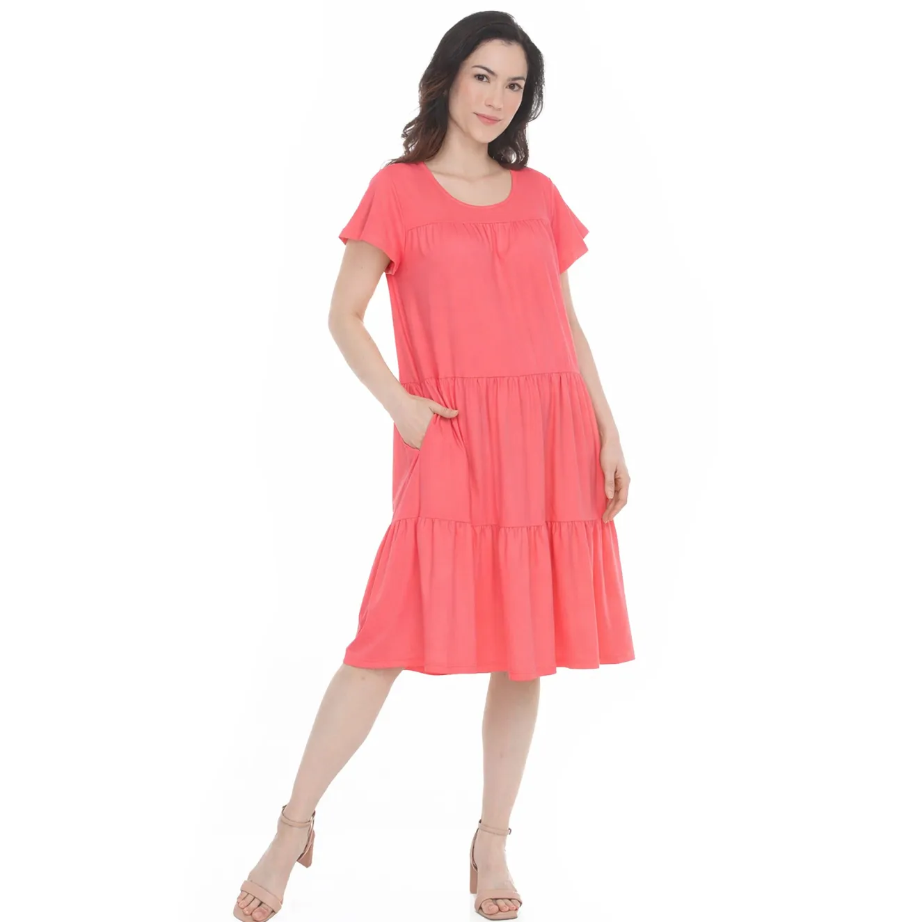Women's Flutter Sleeve Ruffle Tiered Dress