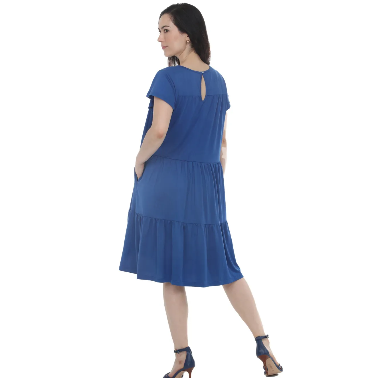 Women's Flutter Sleeve Ruffle Tiered Dress