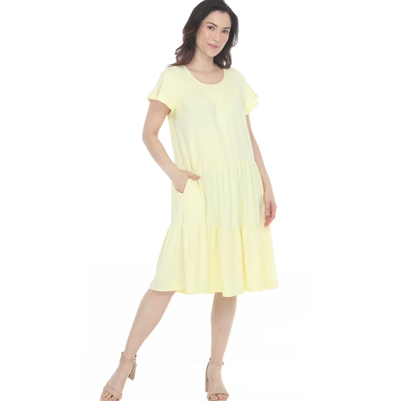 Women's Flutter Sleeve Ruffle Tiered Dress