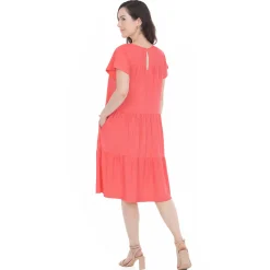 Women's Flutter Sleeve Ruffle Tiered Dress