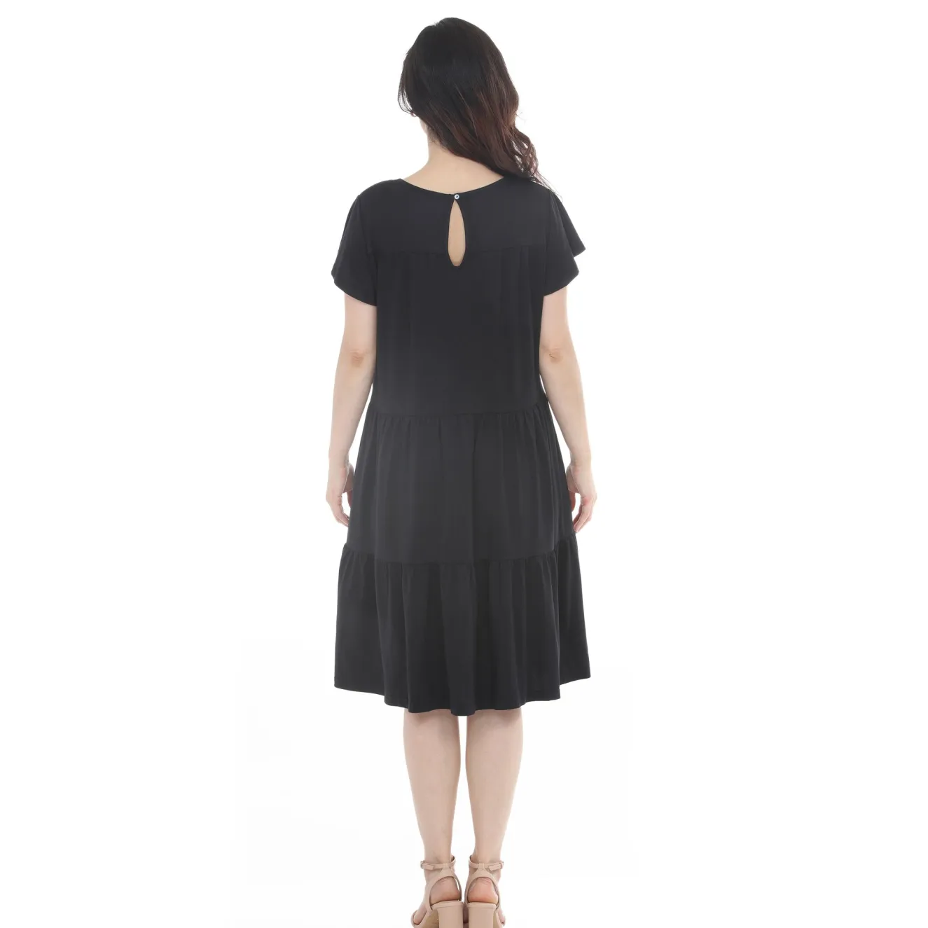 Women's Flutter Sleeve Ruffle Tiered Dress