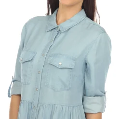 Women's Long Sleeve Tiered Midi Shirt Dress