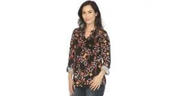 Women's Paisley Button Front Tunic Top
