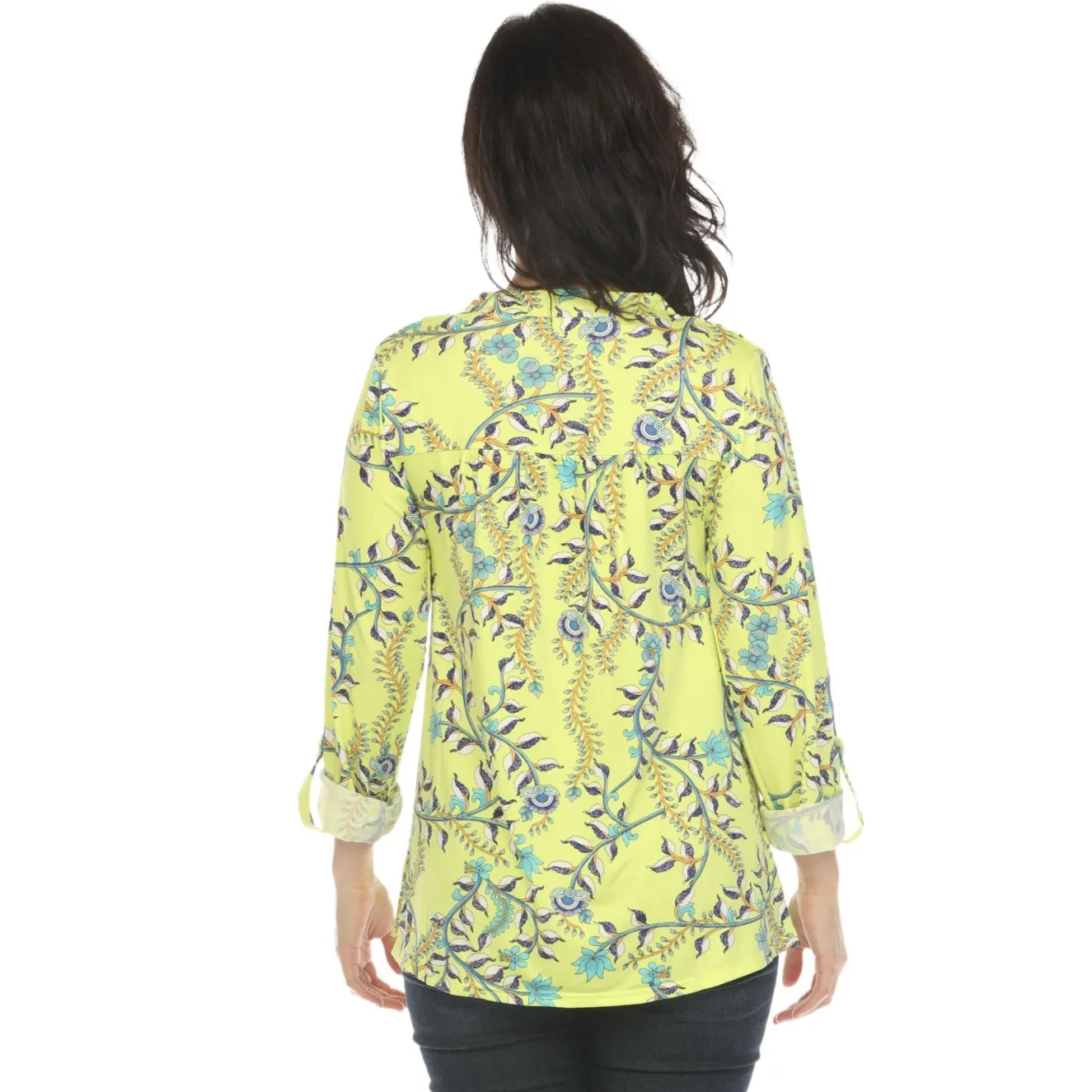 Women's Paisley Button Front Tunic Top