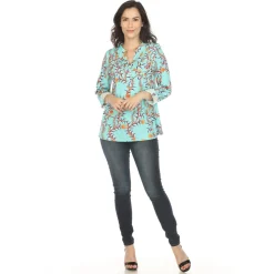 Women's Paisley Button Front Tunic Top