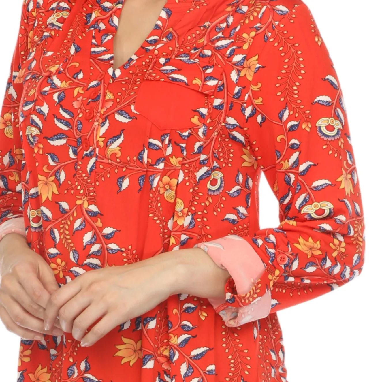 Women's Paisley Button Front Tunic Top