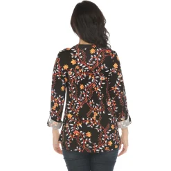 Women's Paisley Button Front Tunic Top