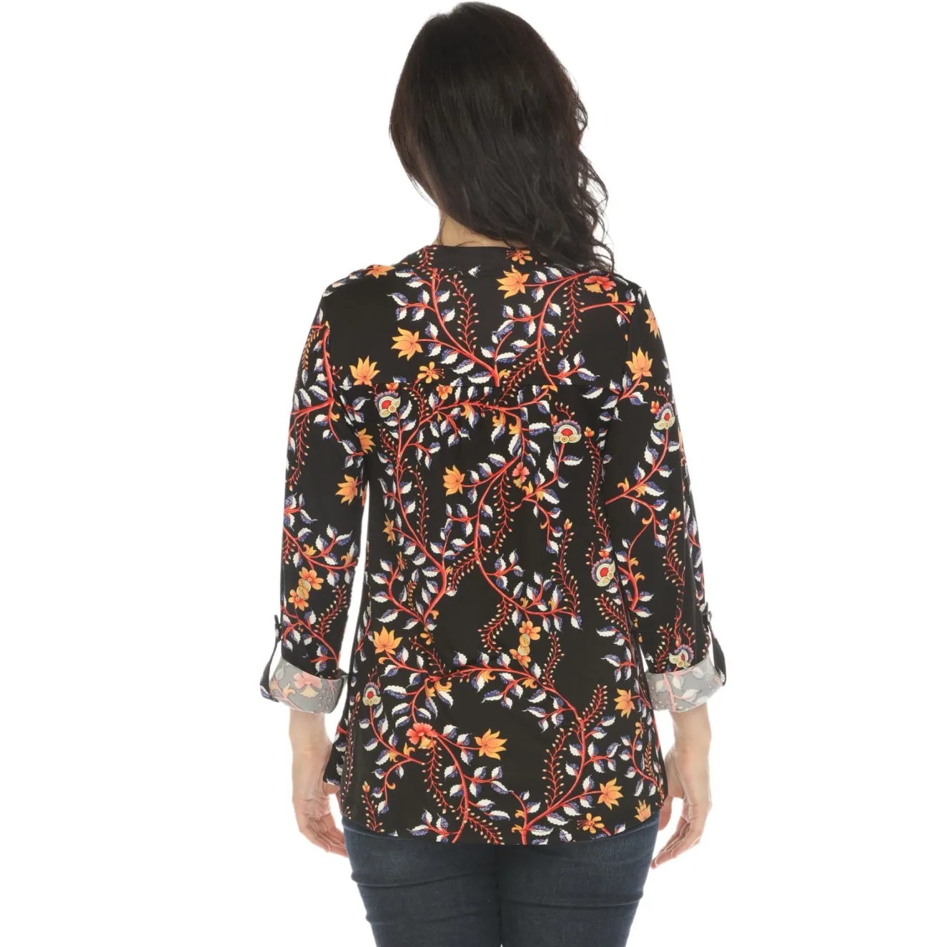 Women's Paisley Button Front Tunic Top