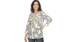 Women's Paisley Button Front Tunic Top