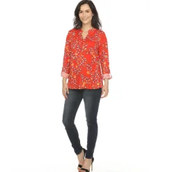 Women's Paisley Button Front Tunic Top