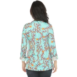 Women's Paisley Button Front Tunic Top