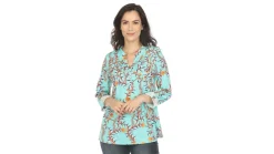 Women's Paisley Button Front Tunic Top