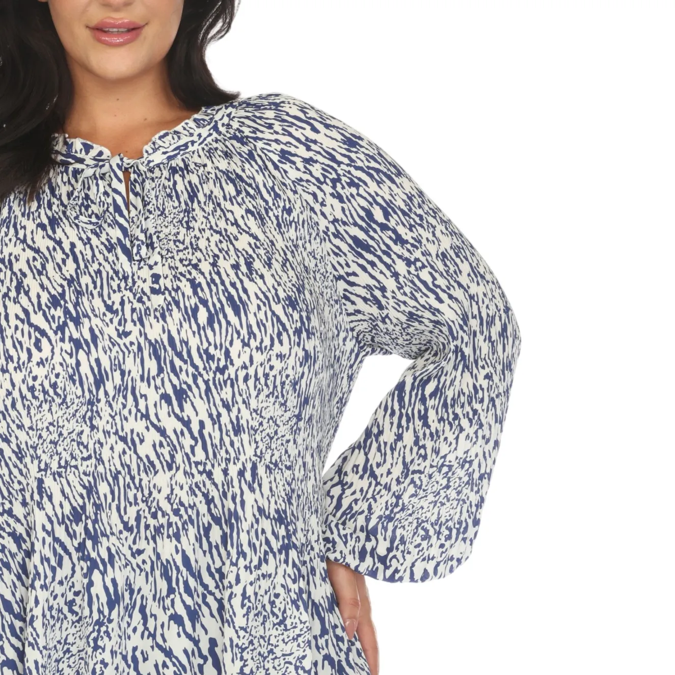 Women's Printed Peasant Blouse - Plus