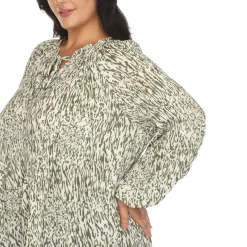 Women's Printed Peasant Blouse - Plus