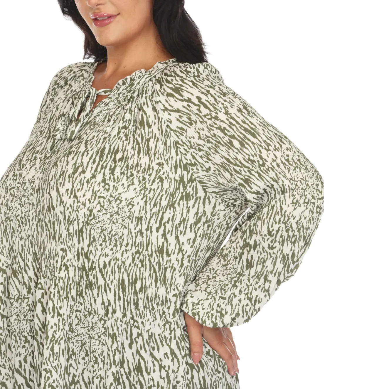Women's Printed Peasant Blouse - Plus