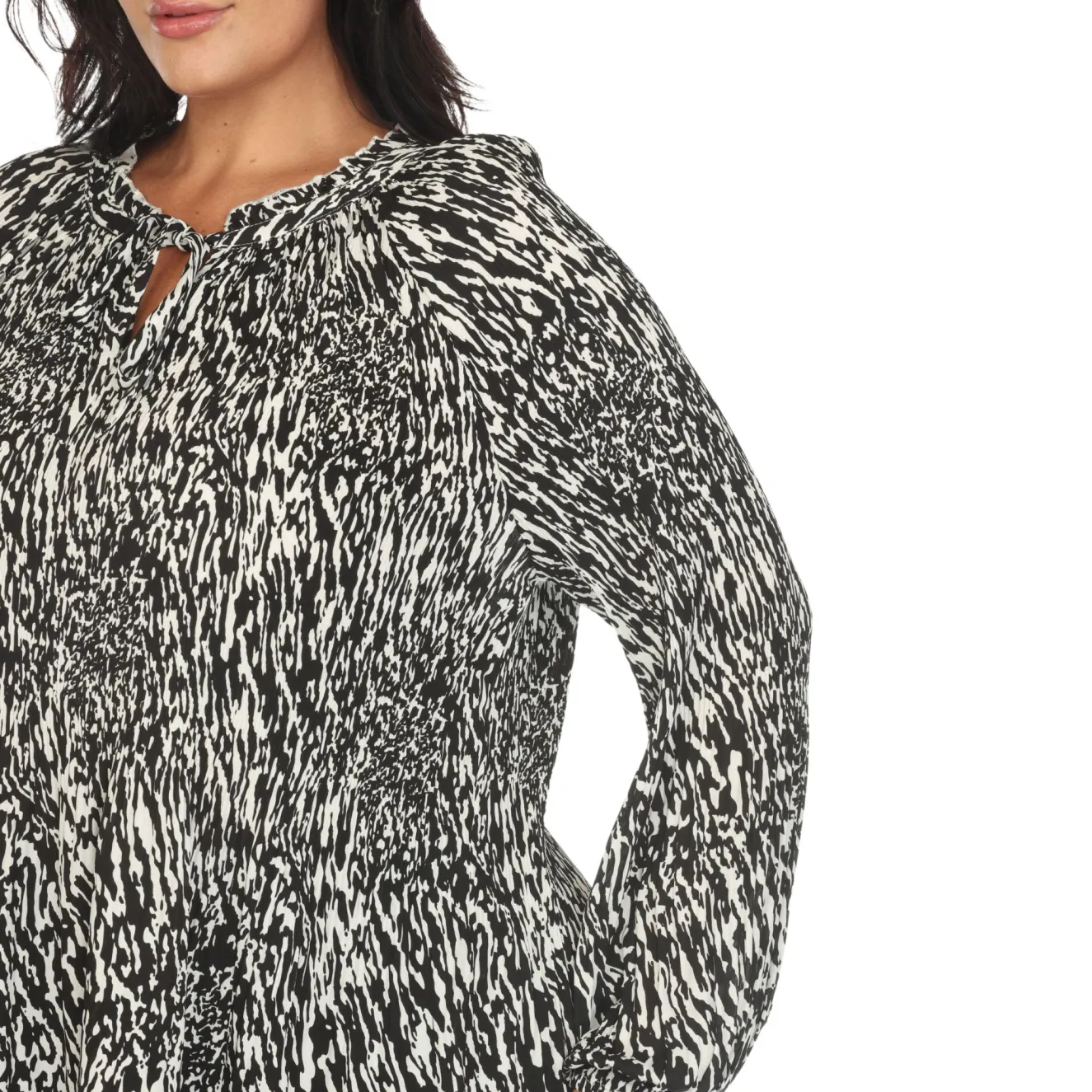 Women's Printed Peasant Blouse - Plus
