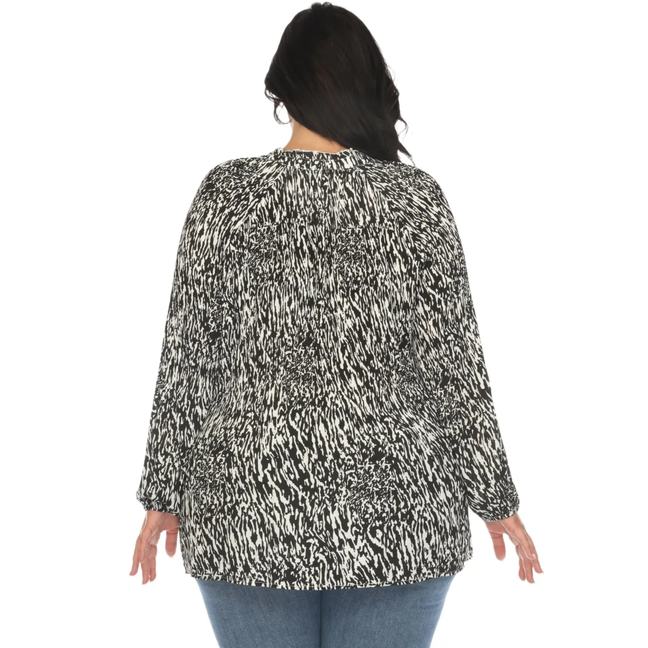 Women's Printed Peasant Blouse - Plus