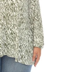 Women's Printed Peasant Blouse - Plus