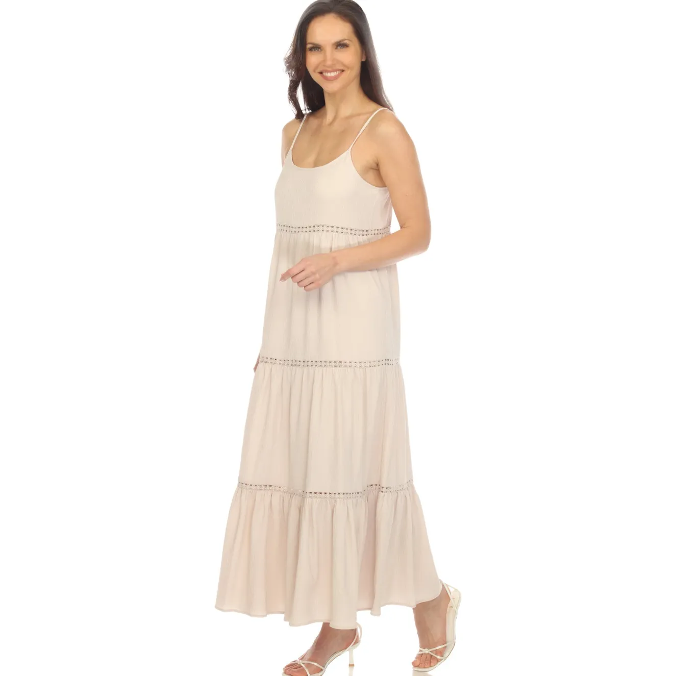 Women's Scoop Neck Tiered Maxi Dress