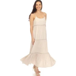 Women's Scoop Neck Tiered Maxi Dress