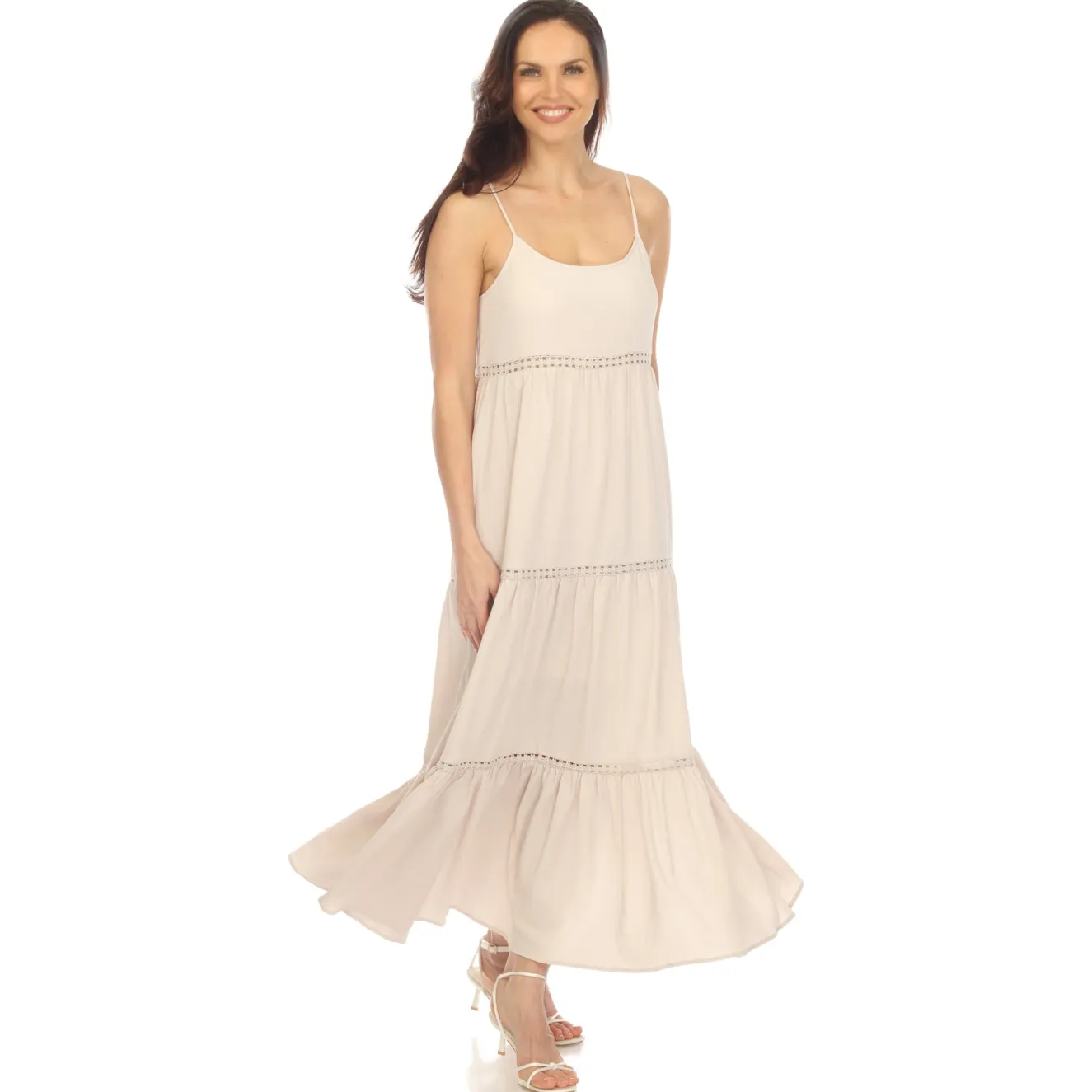 Women's Scoop Neck Tiered Maxi Dress
