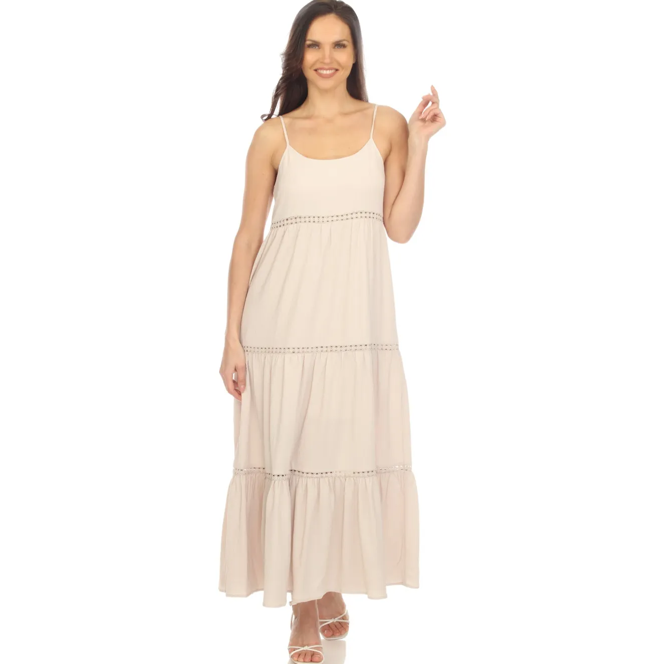 Women's Scoop Neck Tiered Maxi Dress