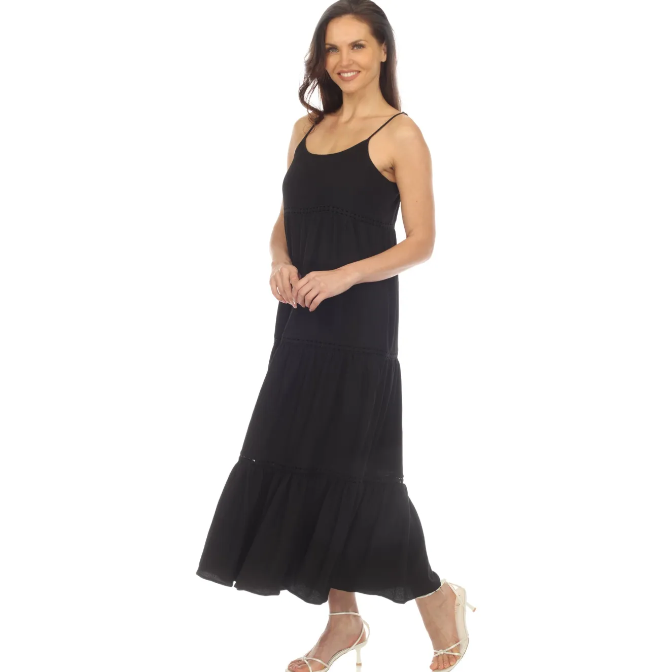 Women's Scoop Neck Tiered Maxi Dress